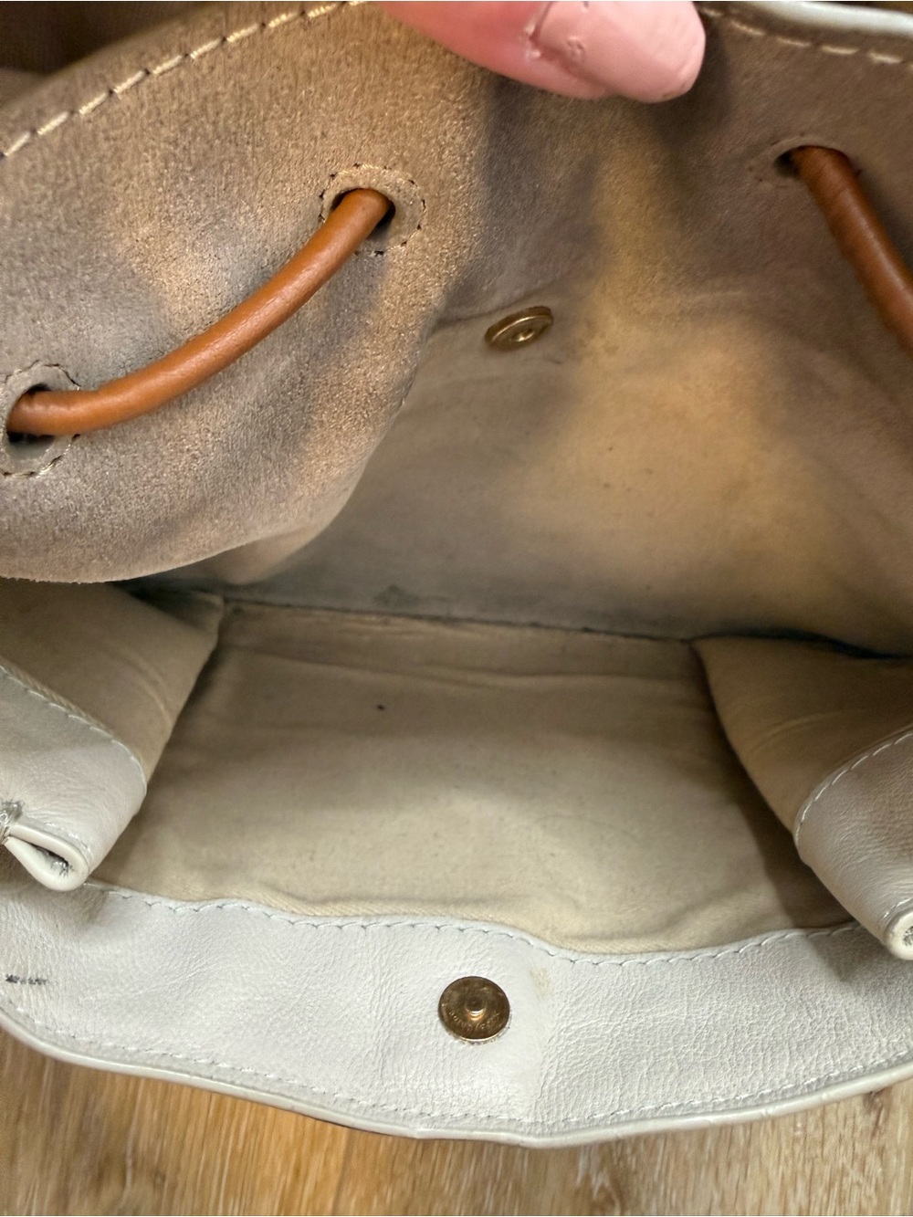 See By Chloé Leather Suede Bucket Bag Cream Taupe Brown Gold Hardware - Picture 10 of 16